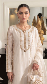 LNF-200 WHITE 3 PCS RTW EMBROIDERED SILK
