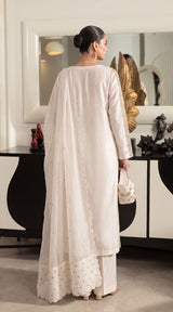 LNF-200 WHITE 3 PCS RTW EMBROIDERED SILK