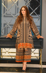 LNF P003 PRINTED CO-ORD SET BEIGE