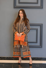 LNF P003 PRINTED CO-ORD SET BEIGE