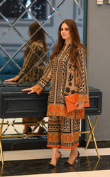 LNF P003 PRINTED CO-ORD SET BEIGE