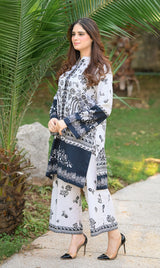 LNF P008 PRINTED CO-ORD SET SILVER & BLACK