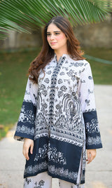 LNF P008 PRINTED CO-ORD SET SILVER & BLACK