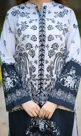 LNF P008 PRINTED CO-ORD SET SILVER & BLACK