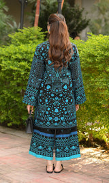 LNF P010 PRINTED CO-ORD SET TEAL BLACK