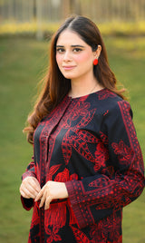 LNF P011 PRINTED CO-ORD SET RED & BLACK