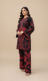 LNF P011 PRINTED CO-ORD SET RED & BLACK