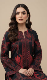 LNF P011 PRINTED CO-ORD SET RED & BLACK