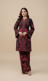 LNF P011 PRINTED CO-ORD SET RED & BLACK