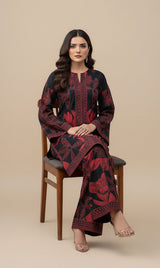 LNF P011 PRINTED CO-ORD SET RED & BLACK
