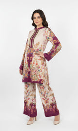LNF P012 PRINTED CO-ORD SET PLUM