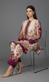 LNF P012 PRINTED CO-ORD SET PLUM