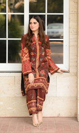 LNF P014 PRINTED CO-ORD SET CAPPUCINO