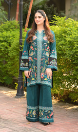 LNF P015 PRINTED CO-ORD SET TEAL GREEN