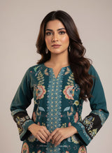 LNF P015 PRINTED CO-ORD SET TEAL GREEN