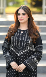 LNF P016 PRINTED CO-ORD SET BLACK & OFF WHITE