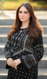 LNF P016 PRINTED CO-ORD SET BLACK & OFF WHITE
