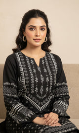 LNF P016 PRINTED CO-ORD SET BLACK & OFF WHITE