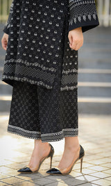 LNF P016 PRINTED CO-ORD SET BLACK & OFF WHITE