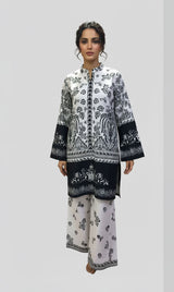 LNF P017 PRINTED CO-ORD SET SILVER & BLACK