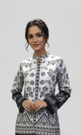 LNF P017 PRINTED CO-ORD SET SILVER & BLACK