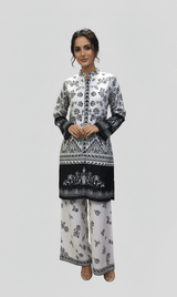 LNF P017 PRINTED CO-ORD SET SILVER & BLACK