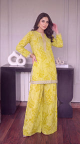 Des # 682-D-38, Yellow 2 Pcs Unstitched Lawn