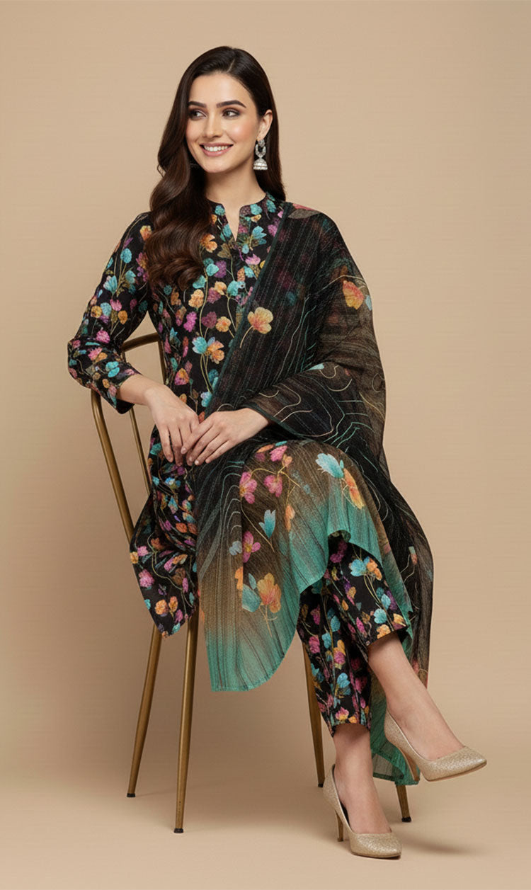 D# 10001 Cotton Cambric 3 Piece Unstitched