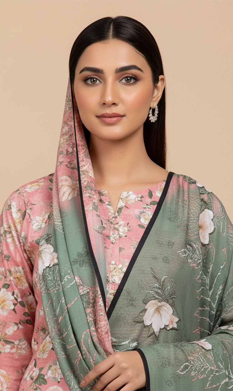 D# 10002 Cotton Cambric 3 Piece Unstitched