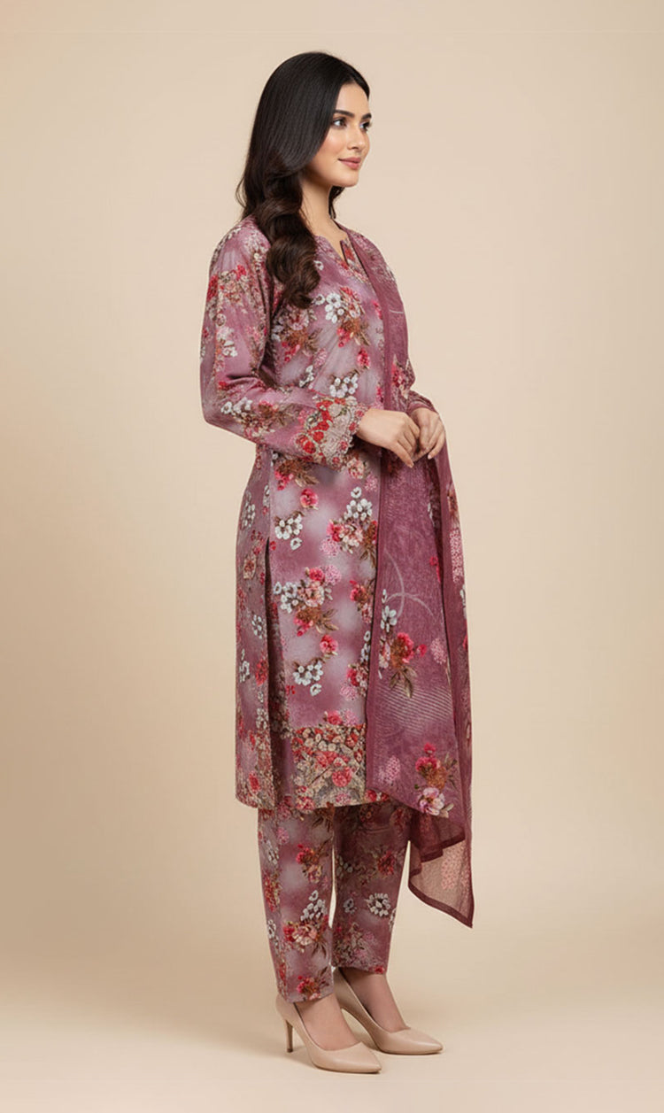 D# 10005 Cotton Cambric 3 Piece Unstitched