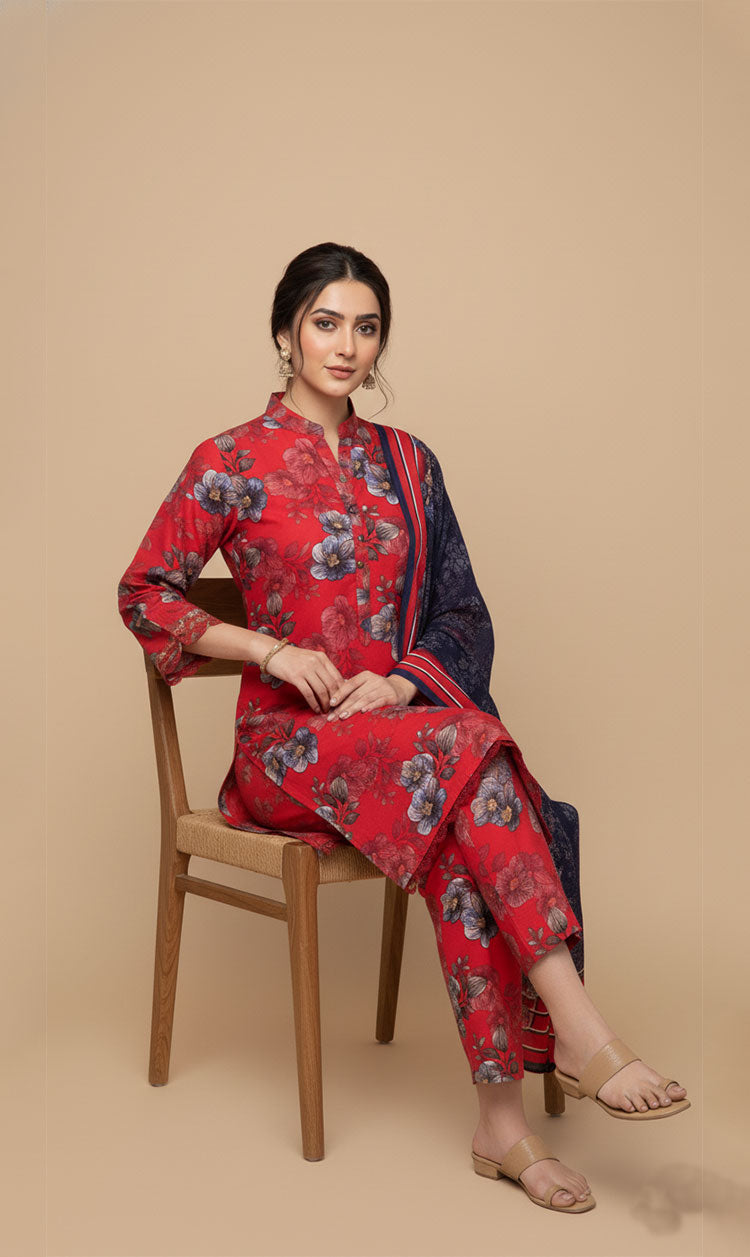 D# 10007 Cotton Cambric 3 Piece Unstitched