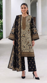 D# 1001 Black Digital Khaddar 3 Piece Unstitched