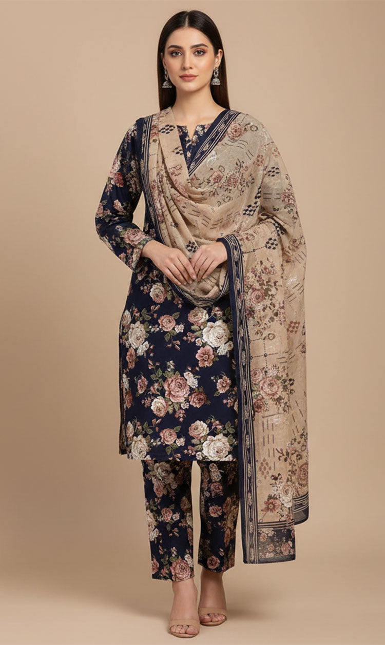 D# 10010 Cotton Cambric 3 Piece Unstitched