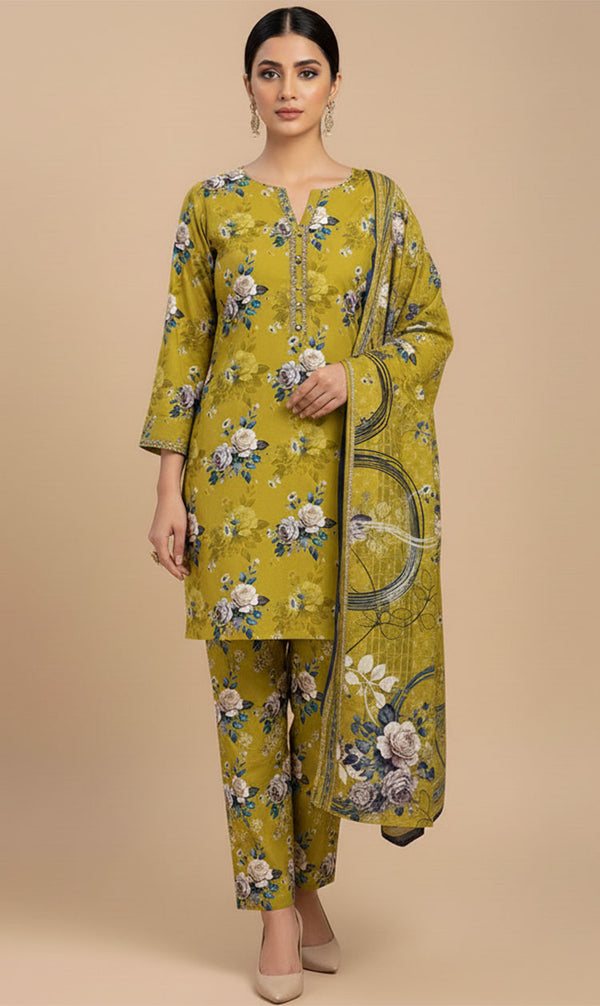 D# 10014 Cotton Cambric 3 Piece Unstitched