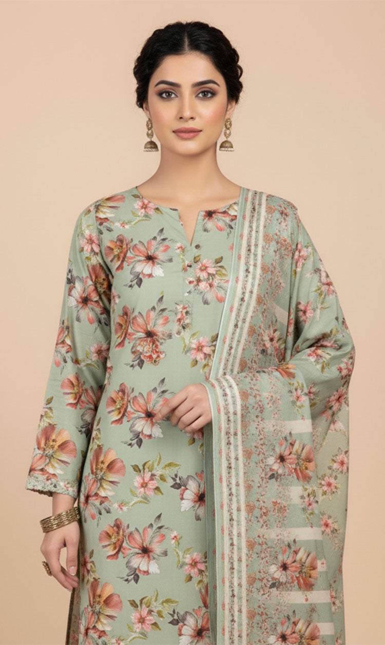 D# 10017 Cotton Cambric 3 Piece Unstitched