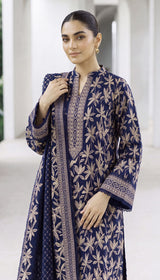 D# 1002 Blue Digital Khaddar 3 Piece Unstitched