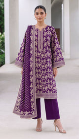 D# 1002 Purple Digital Khaddar 3 Piece Unstitched