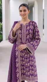 D# 1002 Purple Digital Khaddar 3 Piece Unstitched