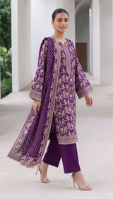 D# 1002 Purple Digital Khaddar 3 Piece Unstitched