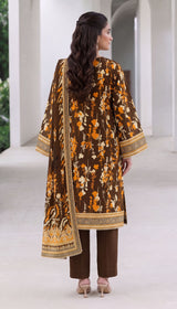 D# 1003 Brown Digital Khaddar 3 Piece Unstitched