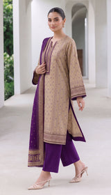 D# 1004 Purple Digital Khaddar 3 Piece Unstitched