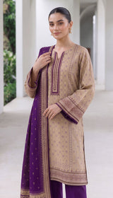D# 1004 Purple Digital Khaddar 3 Piece Unstitched