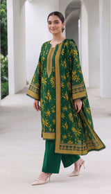 D# 1005 Green Digital Khaddar 3 Piece Unstitched