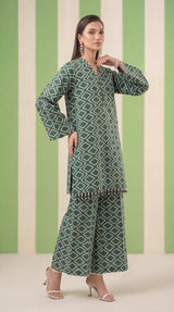 DES # 1378, Green 2 Pcs Unstitched Lawn