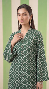 DES # 1378, Green 2 Pcs Unstitched Lawn