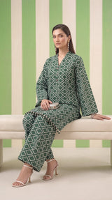 DES # 1378, Green 2 Pcs Unstitched Lawn