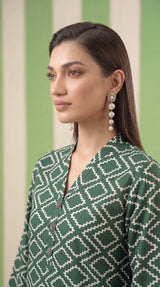 DES # 1378, Green 2 Pcs Unstitched Lawn