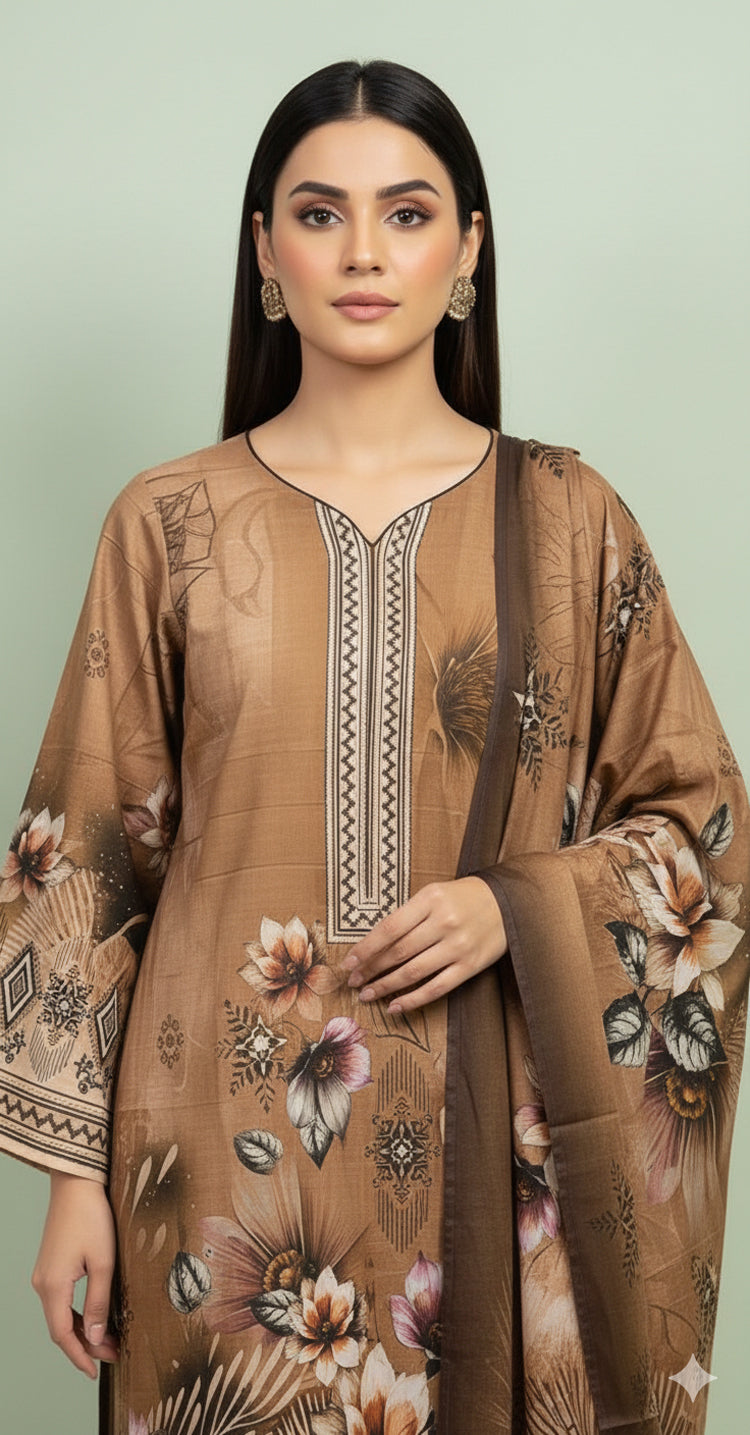 D# 24004 Digital Khaddar 3 Piece Unstitched