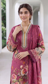 D# 24504 Pink -Digital Khaddar 3 Piece Unstitched