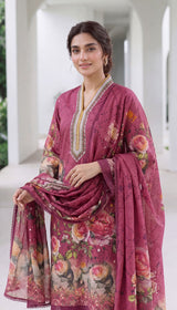 D# 24504 Pink -Digital Khaddar 3 Piece Unstitched